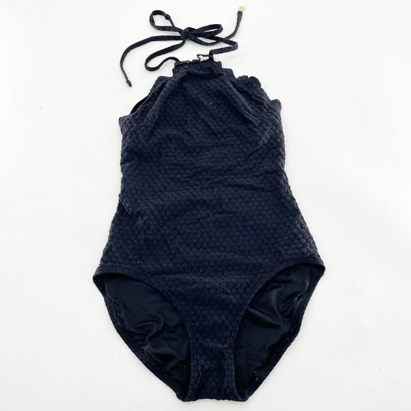 kate spade Other - Kate Spade Black Halter Embossed Dots One Piece Swimsuit Women Size M